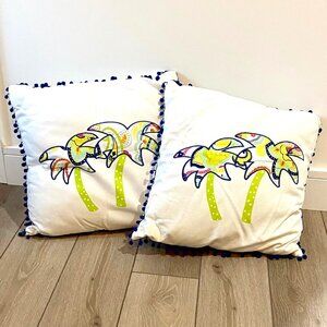 PAISLEY & POLKA DOT PALM TREE PILLOWS - LOT OF 2